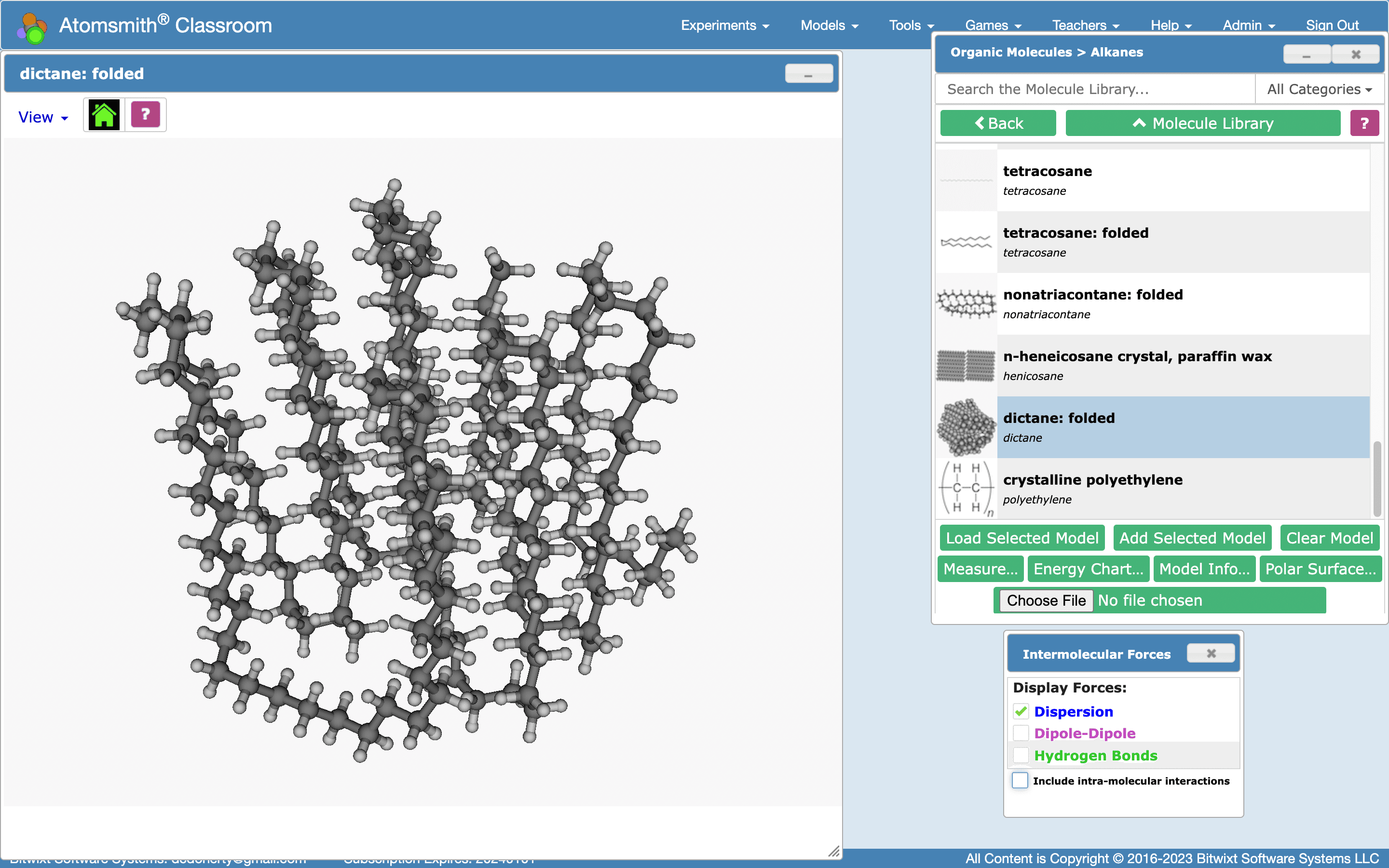 dictane with intermolecular LDFs